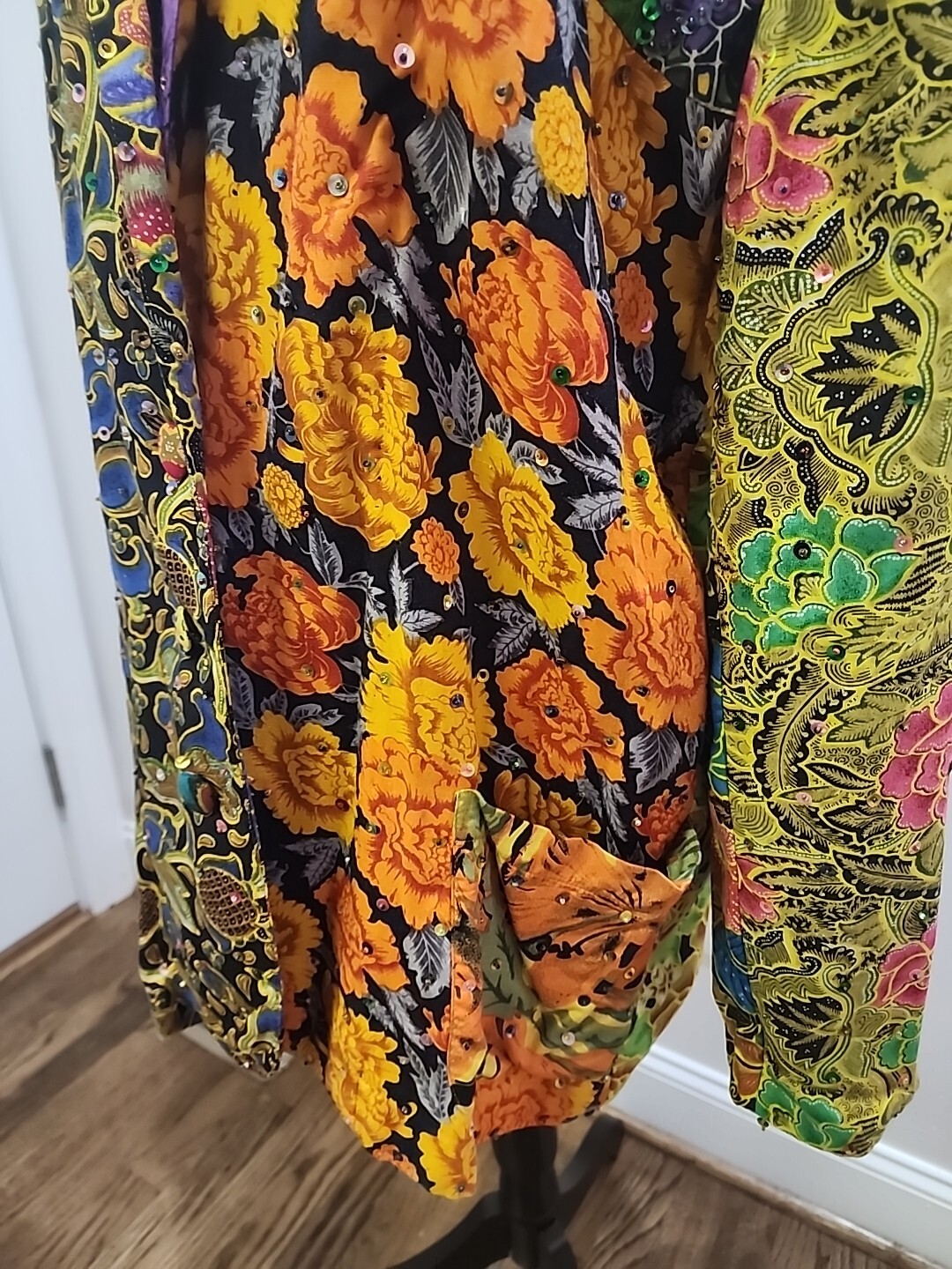 Vintage Patchwork Blazer Jacket S / M Sequin Bead… - image 6