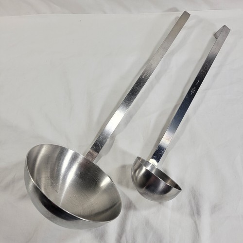 Lot Of 2 Ladles Stainless Steel Soup Scooper Spoons Kitchen Crusader & Halco