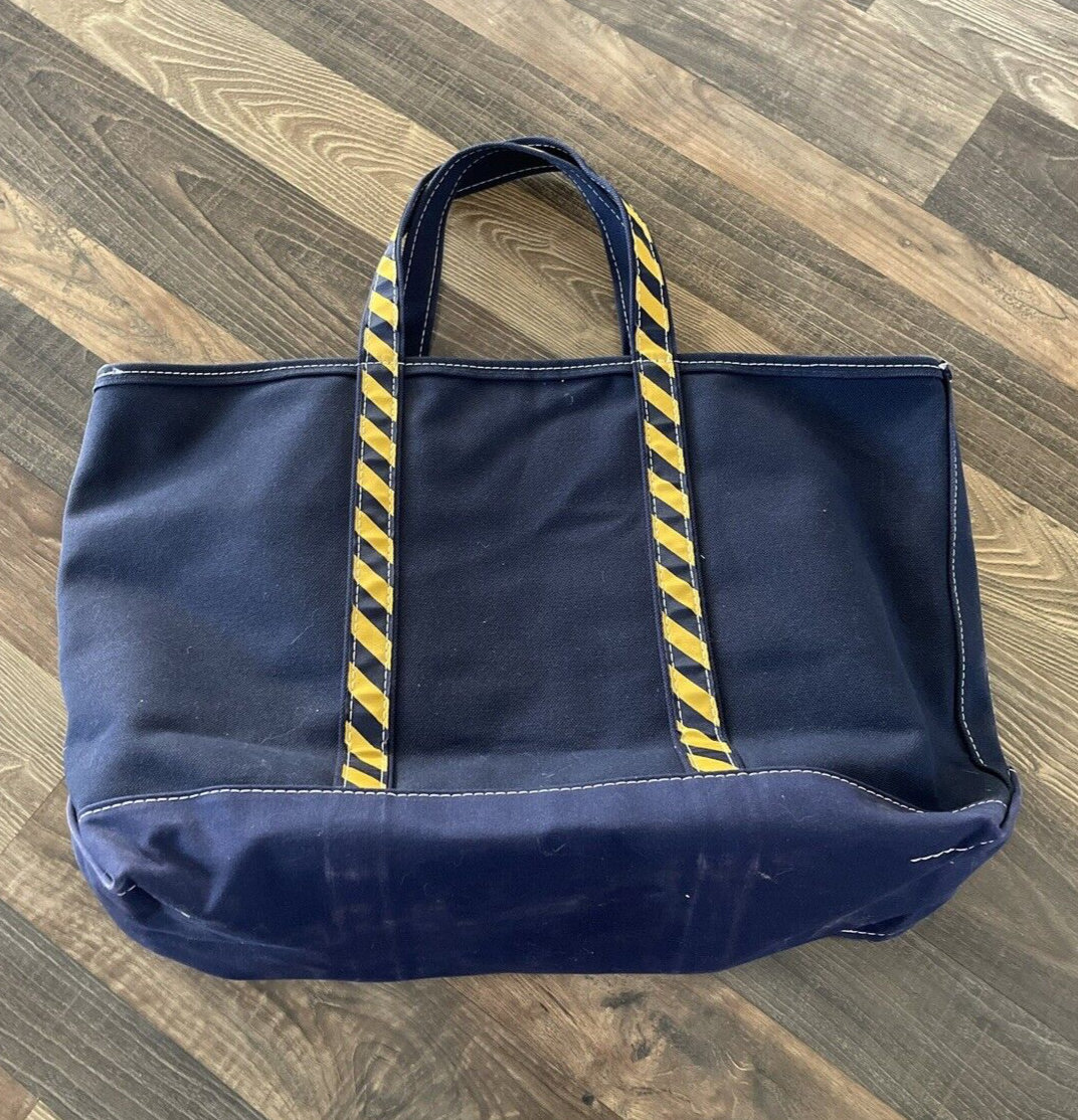 L.L. Bean Vintage 90's Zippered Boat & Tote Bag Navy Blue