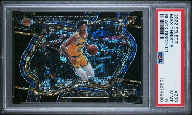 2022-23 PANINI SELECT #293 MAX CHRISTIE BLACK DISCO 1/1 ROOKIE PSA 9 MINT LAKERS