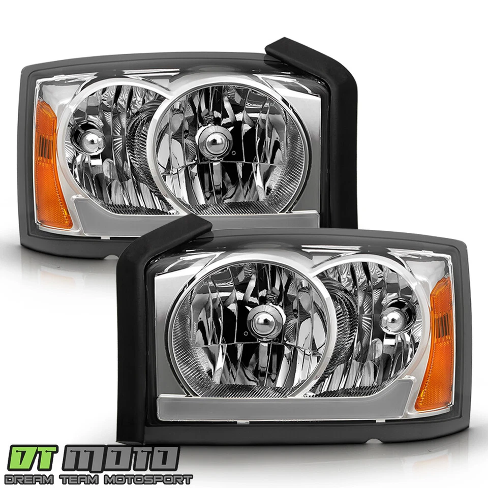 Par de faros de tubo LED cromados izquierda+derecha para Dodge Dakota 2005-2007 actualización Foto 3 de 4