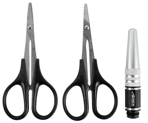 Apex RC Products Body Reamer, Curved Scissor & Straight Scissor 3pc Set #2733