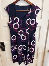 Trina Turk Navy Geometric Print Sleeveless Sheath Dress  Lined Size 4