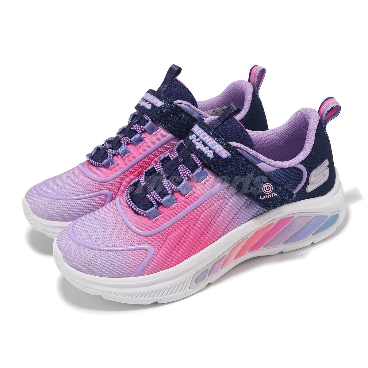 Skechers S Lights-Rainbow Cruisers Navy Multi Kids Preschool
