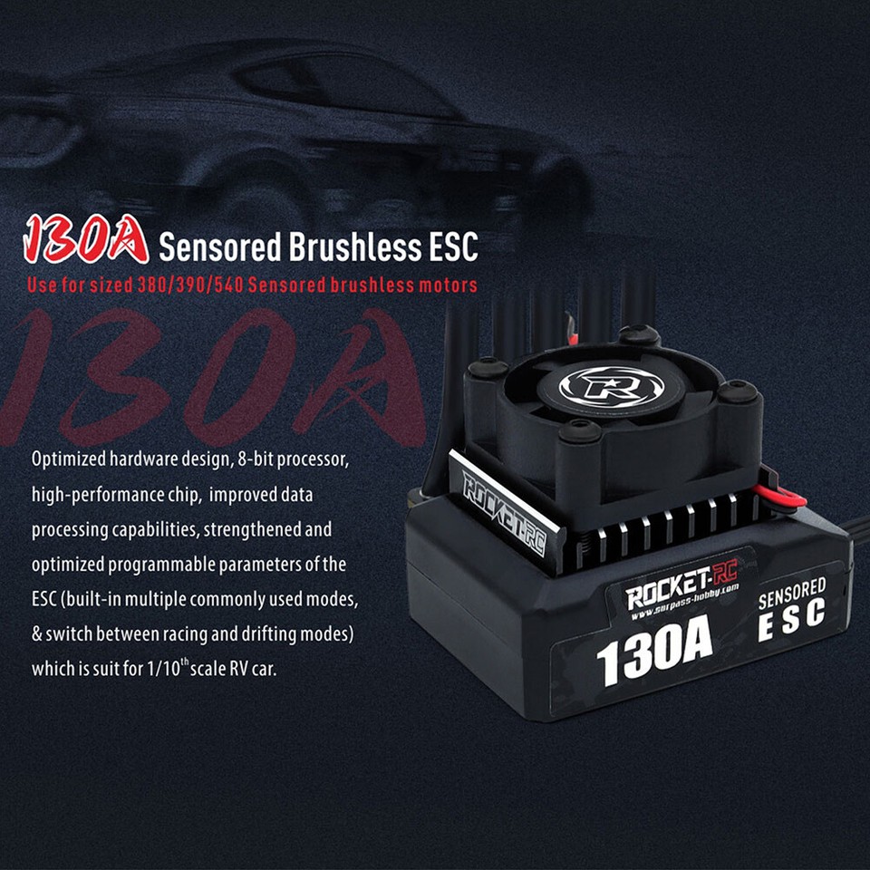 Surpass – Combo Moteur Brushless Sensored 540 13.5T + ESC 130A Pour Voiture RC 1/10 – Haute Performance
