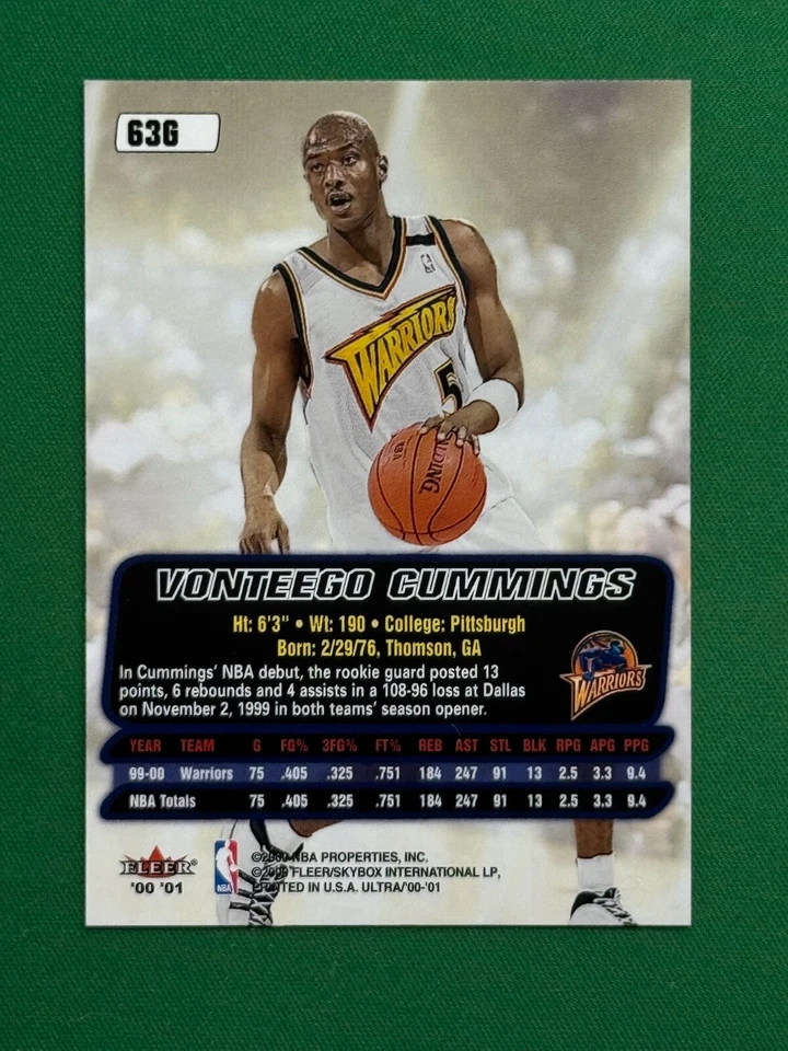 2000-01 Fleer Ultra Gold Medallion Edition Parallel #63G Vonteego Cummings - Image 2 of 2