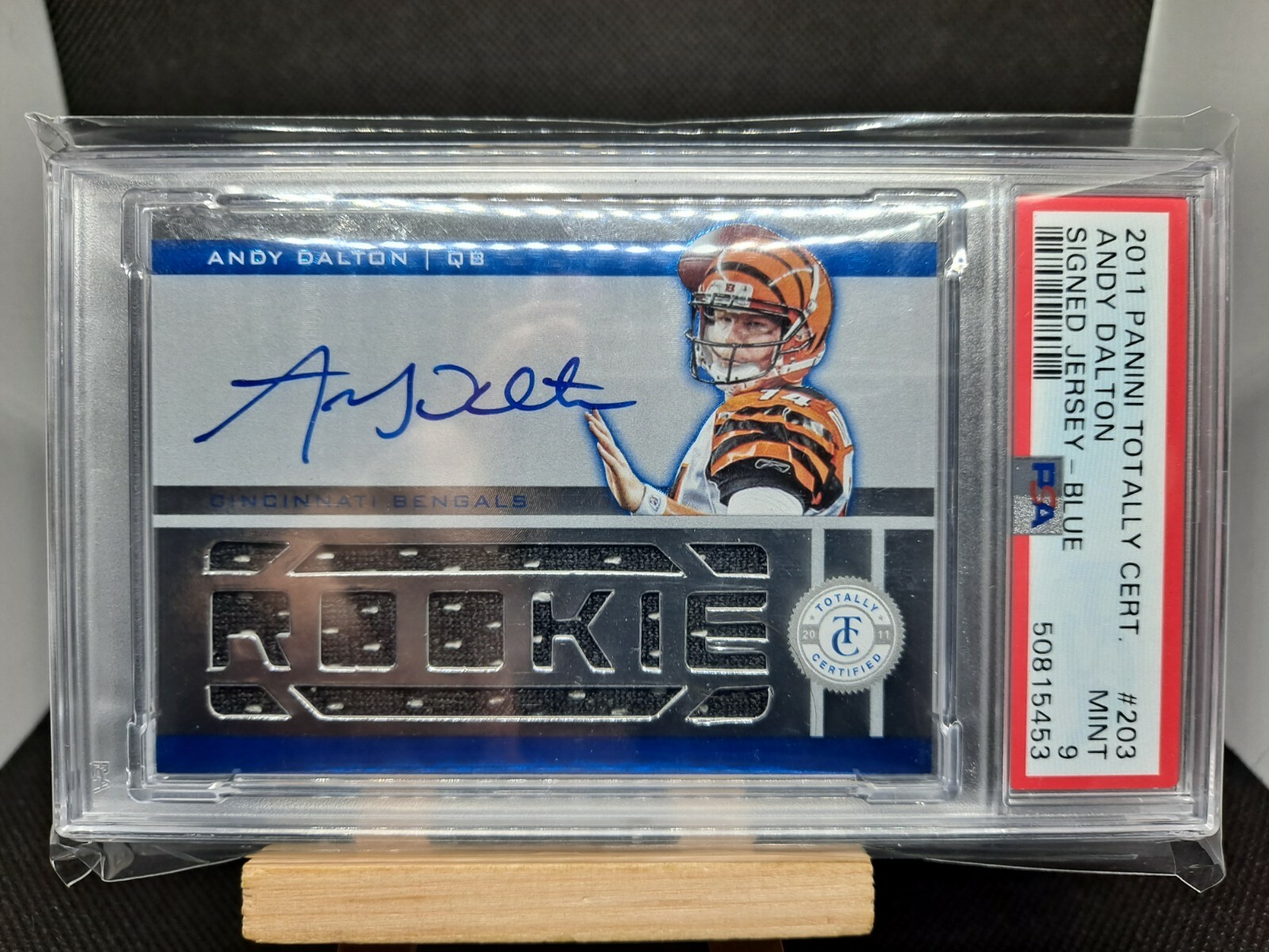 Andy Dalton Panini Totally Certified #203 Signed Jersey-Blue