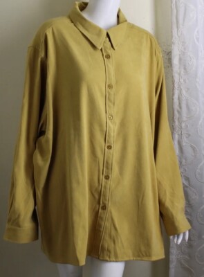 Denim & Co 3X Burnt Yellow Neutral Boxy Micro-Suede Moleskin Big Shirt Jacket
