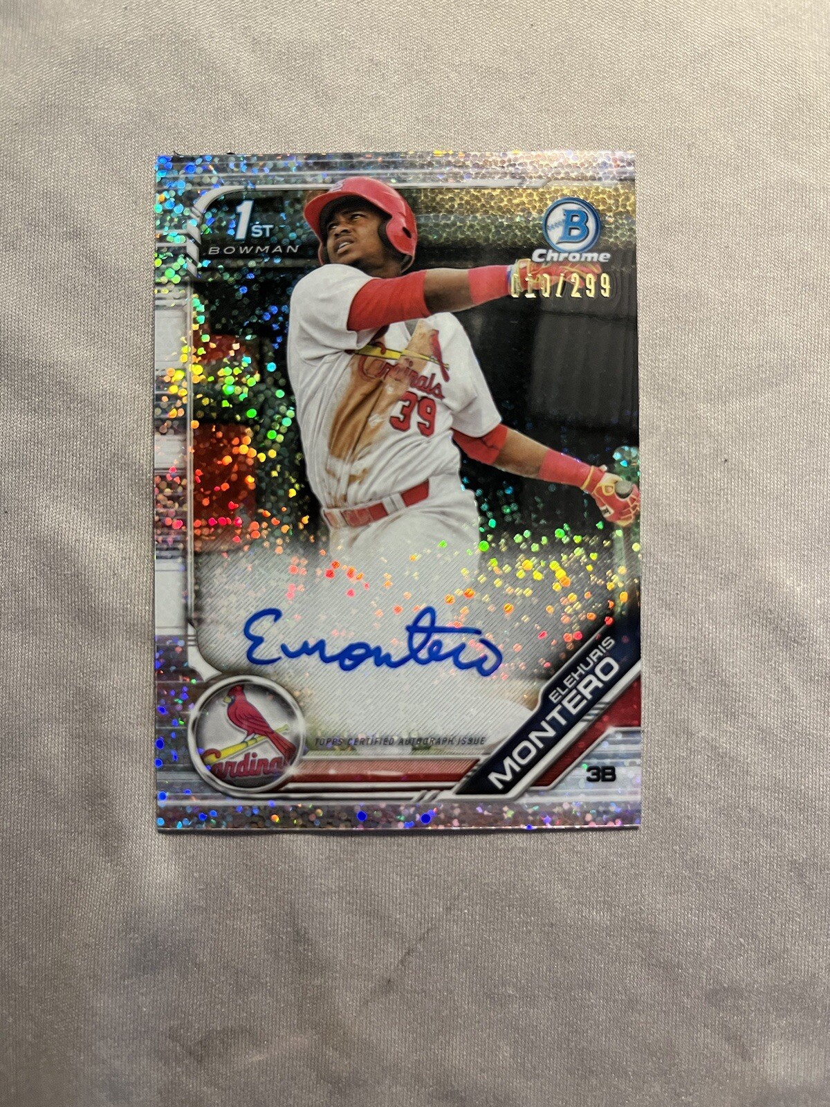 2019 1st Bowman Chrome #CPA-EM Elehuris Montero SPECKLE Refractor Auto /299 RC