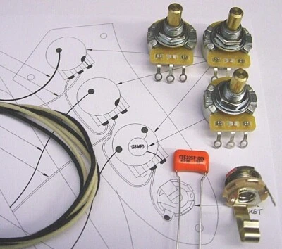 CD GUITARS Upgrade Kabelsatz für Jazz Bass CTS Split oder Solid Shaft Potis O/Drop etc.