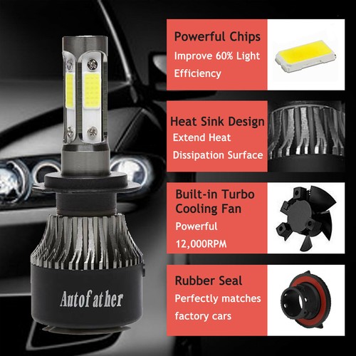 H13 2000W 300000LM 4-Sides LED Headlight Kit High / Low Light Bulb 6000K White - Picture 5 of 10