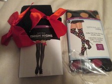 CHOICE Thigh Highs Halloween Costume Accessory Polka Dots or Red Bows on Black