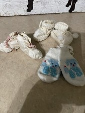 Vintage Baby Booties Lot And Mittens