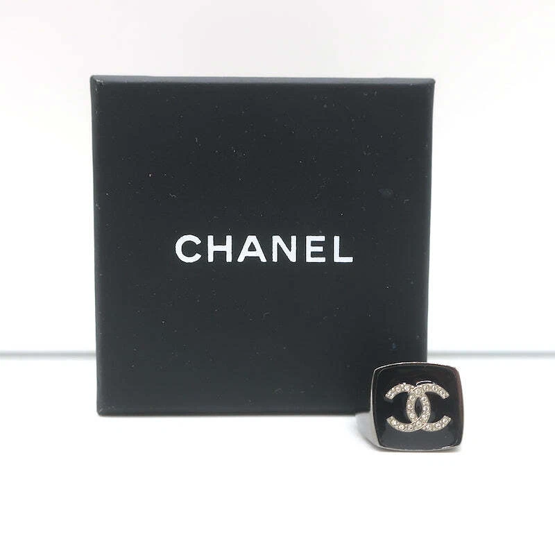 Chanel A21 Crystal CC Square Ring Black Enamel Größe 5,5 - Bild 2 von 4