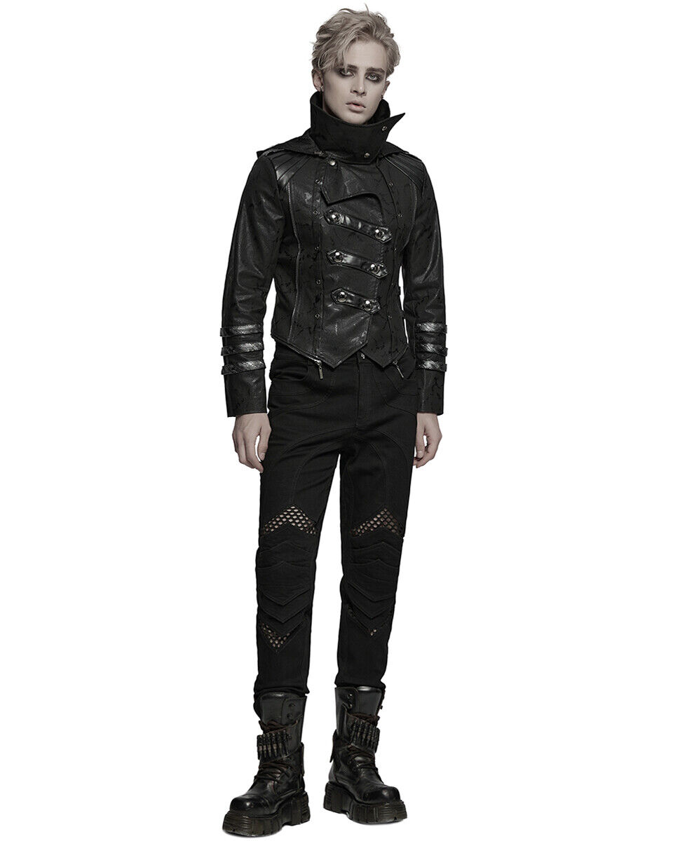 Punk Rave Mens Long Gothic Trench Coat Hooded Jacket Black Punk Rave Mens Long Gothic Trench Coat Hooded Jacket Black