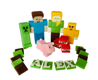 CHRISTALCAKETOPPERS Mine Cake Topper Video Game Cake Topper Edible Blocks Custom Kids Birthday