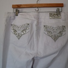 C'est Toi Jeans White NWT Skinny Rhinestone Accent 2XL