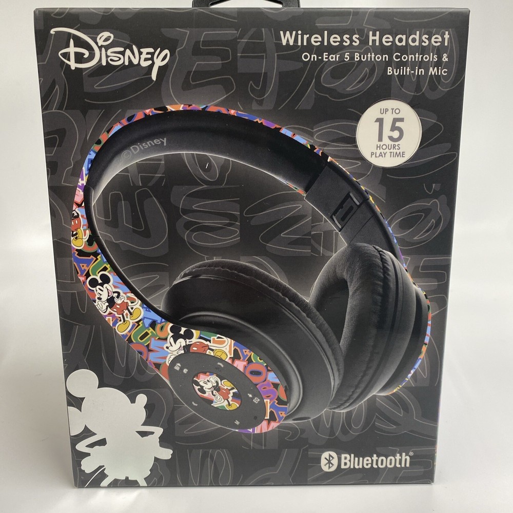 Disney Mickey Mouse Wireless Headset HeadPhones Bluetooth Noise Canceling NIB