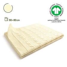 Baby-Decke Kuscheldecke Schmusedecke Babydecke Zopf Merino Schurwolle 90 x 90 cm