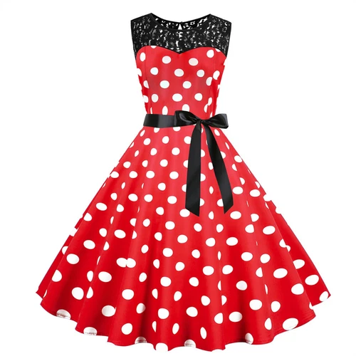 Retro Women Polka Dot 50s,60s Rockabilly Cocktail Party Swing Housewife Dress UK - Picture 49 of 62