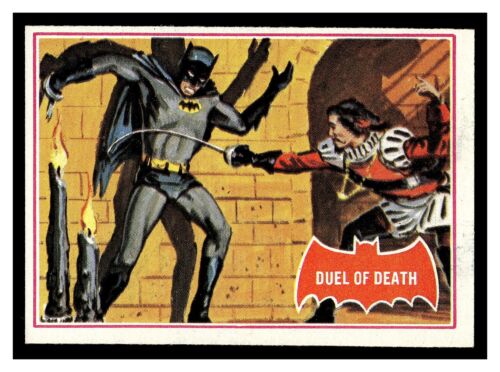 1966 TOPPS BATMAN SERIES A DUEL OF DEATH #41A RED LOGO HIGHER GRADE NICE! - Afbeelding 1 van 2