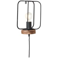 Brilliant Lampe, Tosh Wandleuchte Mit Zuleitung Antik Holz/Schwarz Korund, 1X A6