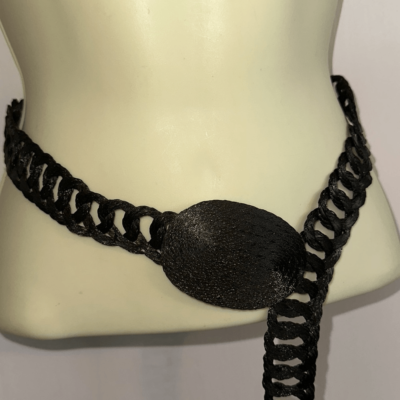 Vintage Greek made black woven‎ metal belt with oval buckle Vintage Greek made black woven metal belt with oval buckle  main image 2