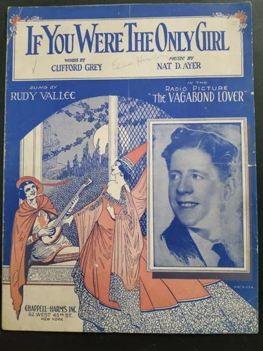 Antique 1929 Sheet Music If you were the only girl, Rudy Vallee