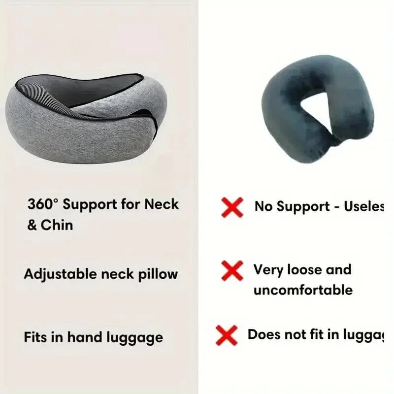 Travel Pillow Neck Support Head Memory Foam U Shaped Travel Cushion Neck Rest