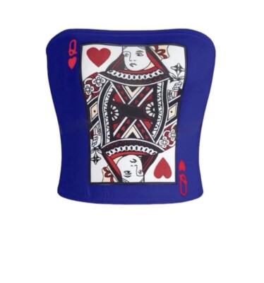 ICON Women's Slim Fit Strapless Top With Poker Print