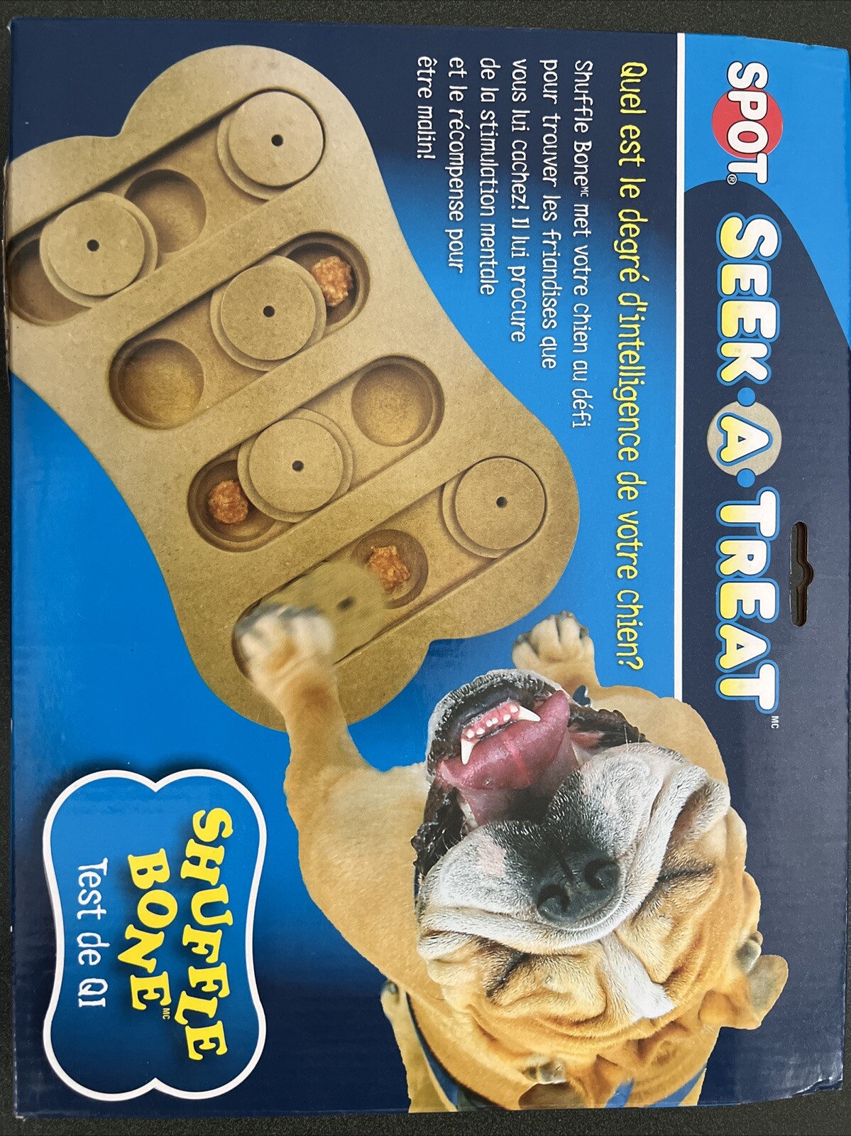 Pet Interactive Seek-A-Treat Shuffle Bone Toy IQ Puzzle Dog 
