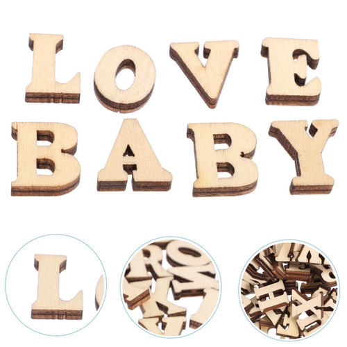 100 Pcs Log Letter Buckle Small Wooden Alphabets Unfinished Words Baby Dad