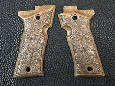 Beretta 80X Cheetah Grips - Premium Quality Turkish Walnut Wood - Floral Design