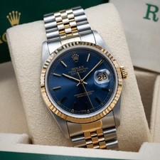 Rolex Datejust 36mm 16233 Blue Baton Box & Papers 1990