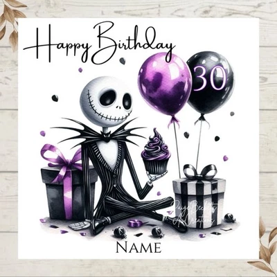 PAIGE BECKETT'S SENTIMENTAL CREATIONS Personalised JACK SKELLINGTON Birthday Greetings Card - ANY NAME & AGE