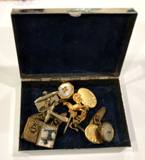 Vintage lot cufflinks in Studs & Links Metal Box