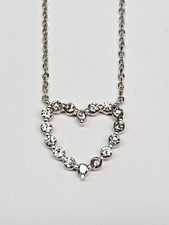 SPARKLY 14k White Gold 18x18mm 0.90 ctw. Diamond Heart Pendant 18" Necklace