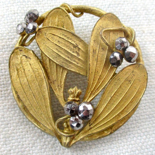 1 1/8" Antique Brass Flower Button w Riveted Cut Steels