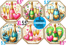 Champagne Anniversary/Wedding/Engagement Card Toppers XL 5.5" CRAFTS/TAGS