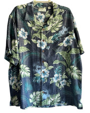 Mens Big & Tall Caribbean Hawaiian Blue Floral Shirt Size 2XT Resort Tropical