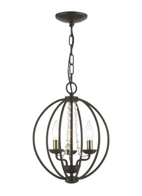 Mini Chandelier Semi Flush Globe Convertible 40913-07 Arabella Bronze Brass