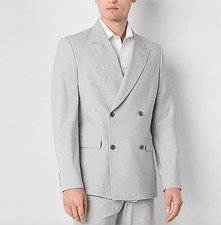 J. Ferrar Double-Breasted Ultra Comfort Mens Slim Suit Jacket , Gray Sz 38 Short