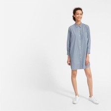 Everlane The Cotton Shirt Dress Size 2 Striped Blue White