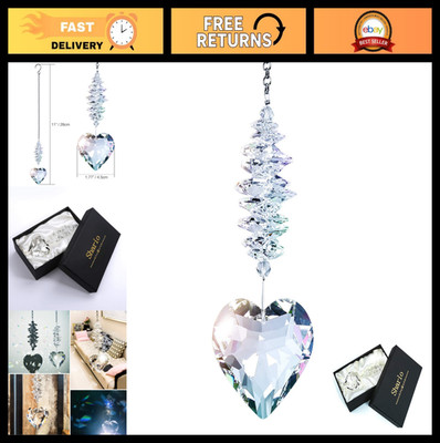 45mm Clear Glass Heart Crystal Ball Prism Pendant - Suncatcher for Windows, Gard