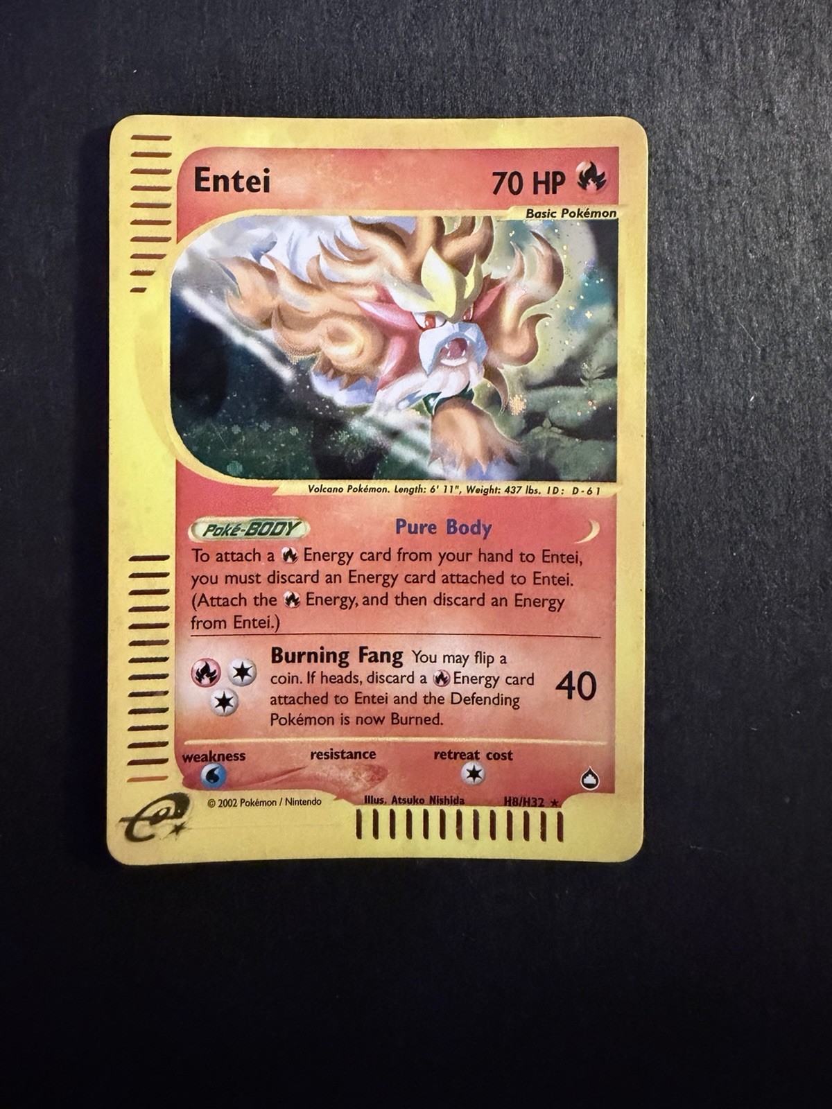 2003 Entei H8/H32 Holo Eng Aquapolis Pokemon Vintage Near Mint Card World Ship