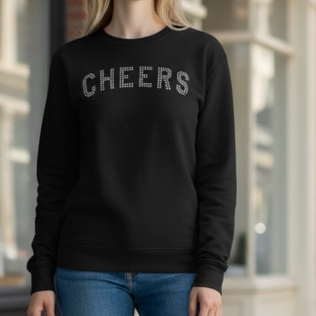 NEW Sub_Urban Riot NYE CHEERS Willow Sweatshirt Black/Rhinestone SZ XS