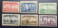 POLAND 1945 VIEWS of WARSAW BEFORE & AFTER THE WAR SCOTT 374-379 MH Comp. Set
