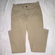 George Men's Beige Athletic Cotton Twill Casual Pants Straight Pockets