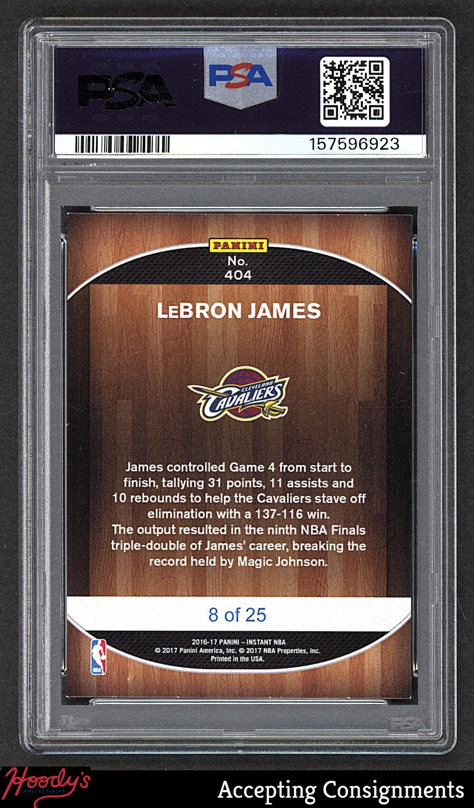 2016-17 Instant NBA Blue #404 LeBron James CAVALIERS 8/25 PSA 7 NEAR MINT view 2