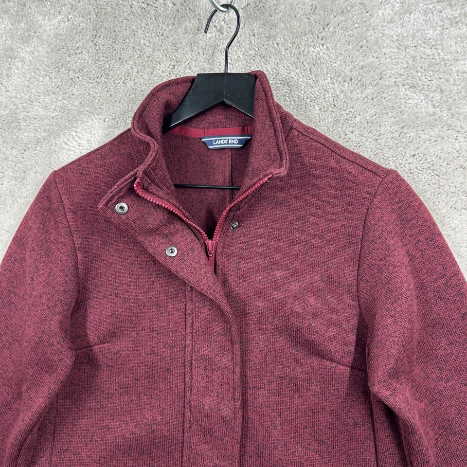 Chaqueta Lands' End para mujer talla pequeña 6-8 borgoña polar abrigo guisante bolsillos talla Foto 4 de 4